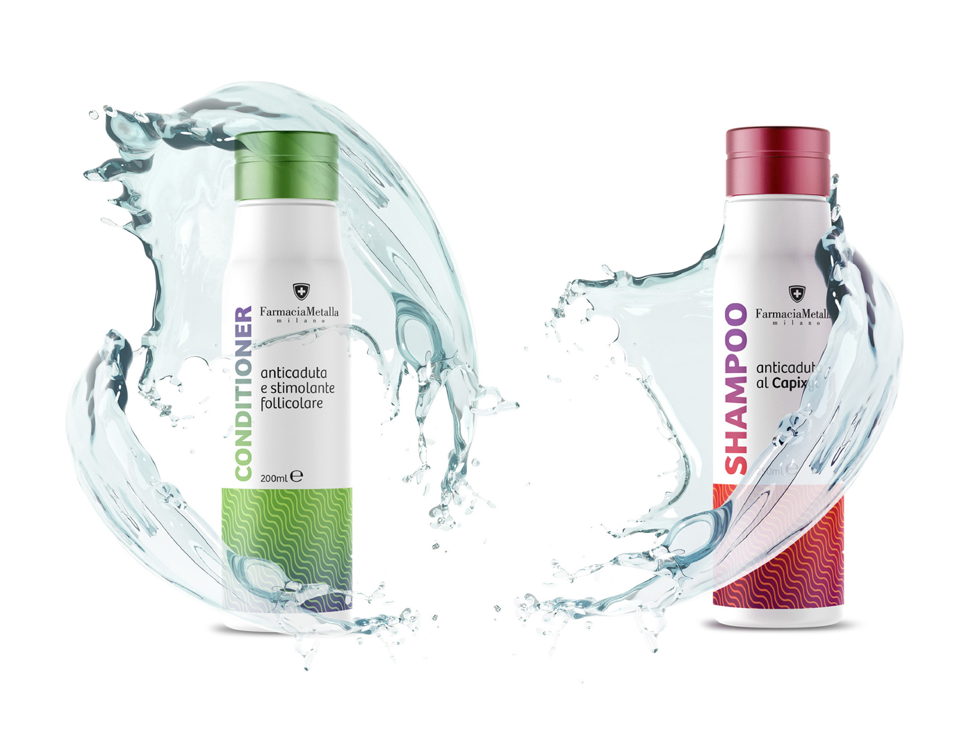 Packaging conditioner and shampoo Farmacia Metalla